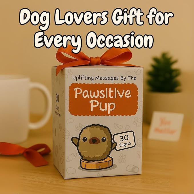 Dog lover Gifts for Women - Handmade Positive Crochet Animal with 30 Uplifting Signs from Your Best Friend - Funny Birthday Gifts for Dog Mom - Cute Funny Present Idea for Birthday, Christmas