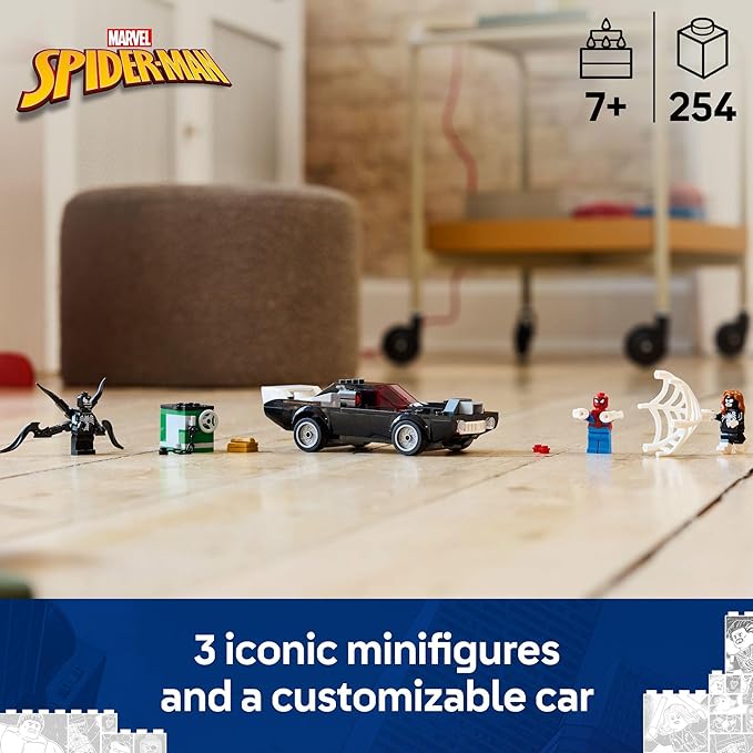 LEGO Marvel Spider-Man vs. Venom Muscle Car Toy - Building Set for Kids, Boys and Girls, Ages 7+ - with Spider-Man, Venom, and Spider-Woman Minifigures - Superhero Gift Idea for Birthday - 76309