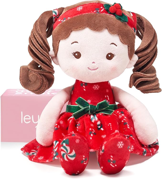 LeyaDoll Soft Baby Doll Toys for Girls (12''), My First Christmas Dolls, Baby Rag Doll Plush Toys for Toddler Kids Infants -Baby Jinglebelle-Christmas Limited Edition