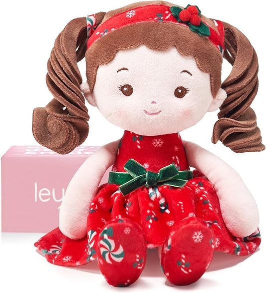 LeyaDoll Soft Baby Doll Toys for Girls (12''), My First Christmas Dolls, Baby Rag Doll Plush Toys for Toddler Kids Infants -Baby Jinglebelle-Christmas Limited Edition