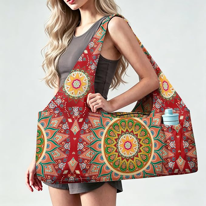 Yoga Mat Bag Large Yoga Bag and Carrier with Strap Zipper and Pockets Fits All Your Stuff Yoga Tote Pilates Bags for Women Fit Most Size Mats
