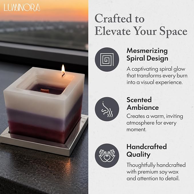 Spiral Candle with Unique Spiral Wick Design, Scented Soy Wax Candle for Home Decor, Gift Ready Decorative Art, Modern Spiral Light Candles for Calm Ambiance for Any Room (Mediterranean Sea Salt)