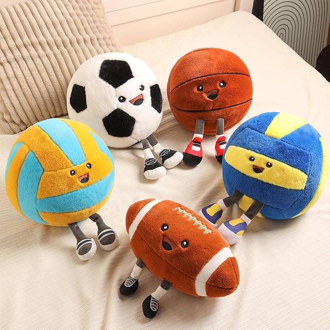 Funny Soccer Ball Pillow with Legs – Cute Stuffed Animal Toy for Boys Girls, Soccer Throw Pillow Gift for Room Decor, Couch or Bed (Soccer 11 Inch)