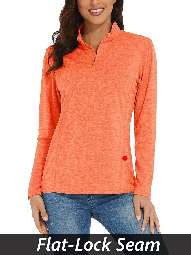 MAGCOMSEN Women's UPF 50+ Sun Shirts Long Sleeve 1/4 Zip Pullover Quick Dry Workout Hiking Tops Running Athletic Shirts