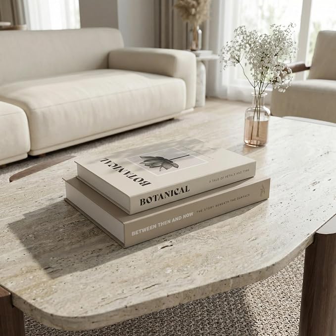 ZICOTO Beautiful Decorative Books - Set of 2 Boxes Enhance Your Coffee Table, Bookshelf or Mantel Decor - Aesthetic Fake/Faux Books for Modern Home Decoration, Photo Storage and as a Keepsake Box