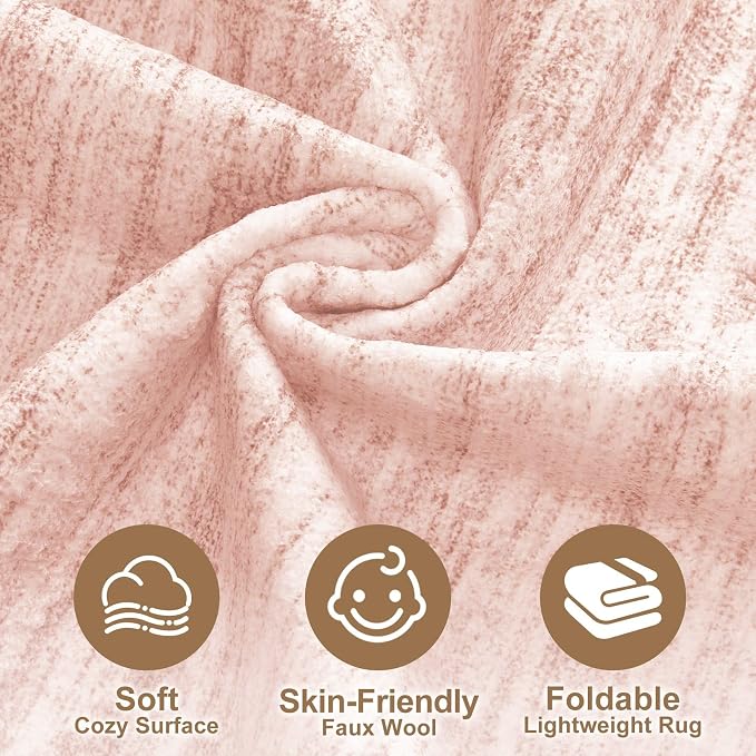 Nakagishi Boho 5x8 Area Rug Living Room Rugs Machine Washable Pink | Soft, Pet & Kid Friendly, Carpet for Living Room/Bedroom/Office/Kitchen/Nursery, Daily Home Decor Stain Resistant Moroccan