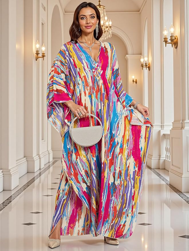 Mumu Dresses for Women Plus Size, Bohemian Kaftan Beach Cover Up Long Maxi Nightgown Soft Loungewear