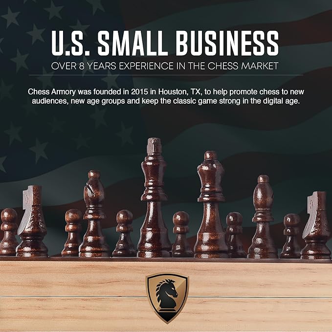 Chess Set Magnetic - Premium Wooden Board Game with a Portable Wood Case and Secure Storage for Pieces, Set for Kids and Adults (Beech Wood) - Chess Armory