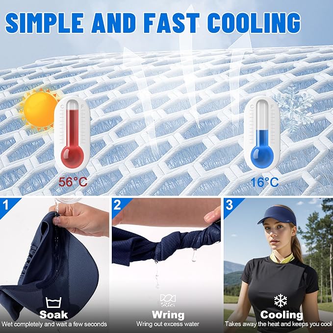 Sukeen Cooling Stretchy Sun Visor for Women Men UV Protection Cooling Hat | Lightweight quick-dry free size vizor with instant cooling, sports visor hat for golf, tennis, cycling, running, pickleball