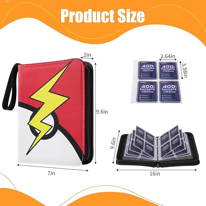 Card Binder 4 Pocket, Trading Card Binder With 50 Removable Sleeves, Portable Card Collection Binder for Standard Cards