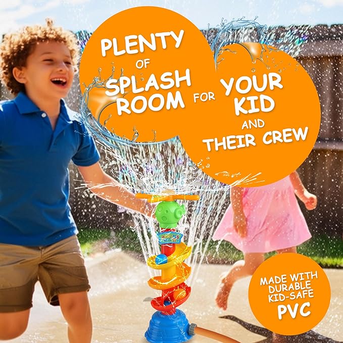 3-in-1 Water Sprinkler Toy for Kids, Outdoor Splash Toy with Rotating Sprayer & Catch Game, Backyard Summer Water Toys for Toddlers Boys Girls Pets