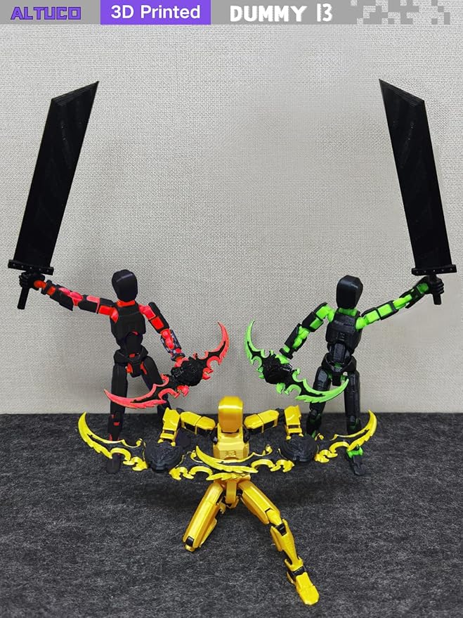 T13 Action Figure for Kids,3D Printed Titan 13 Figure with Multiple Accessories,Dummy 13 Desktop Decorative Toy(Black-Green)