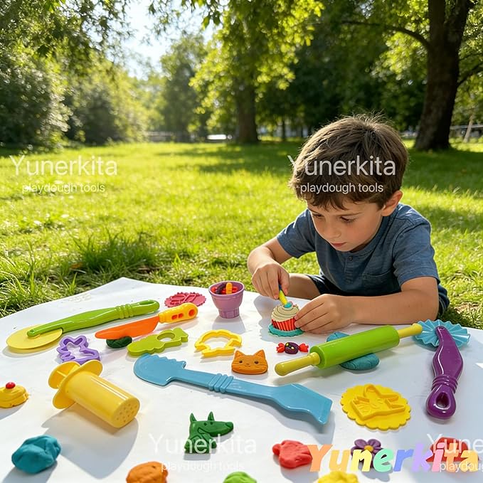 9PCS Dough Tools Set, Kids ABS Clay Molds Kit with Roller, Scissors & Cutters – Non-Toxic ASTM Certified, Toys for Toddlers Boys Girls Ages 3-8,No Clay Included