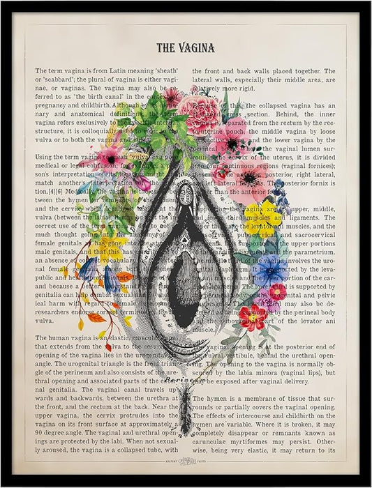 AgedPixel Vulva Anatomy Flowers Print, Obstetrician Gift, Gynecology Student Graduation, Gynecologist Office Decor, Anatomy Posters for Gynecology Clinics (13x19, Unframed)