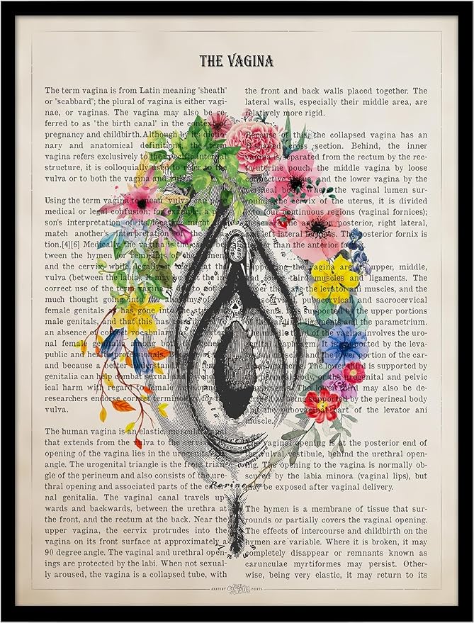 AgedPixel Vulva Anatomy Flowers Print, Obstetrician Gift, Gynecology Student Graduation, Gynecologist Office Decor, Anatomy Posters for Gynecology Clinics (40x60, Unframed)