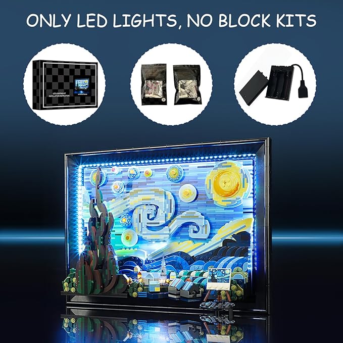 LED Light Kit for Lego 21333 Vincent Van Gogh - The Starry Night Set, Compatible with Lego 21333 Building Blocks Model(Not Include Blocks Set)