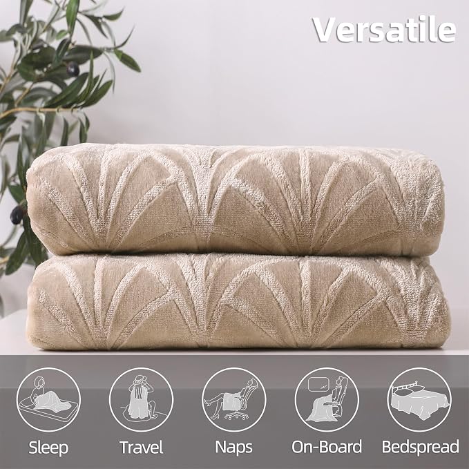 Whale Flotilla Soft Flannel Fleece King Size Bed Blanket, Champagne | Cozy Lightweight Breathable Coverlet, Plush Fluffy Bedspread, Vintage Pattern Decorative Blanket for Bed All Season, 90"x104"