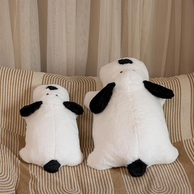 Haengbuk-Soft Puppy Plush Pillow, 39.3in/100cm Cute Stuffed Animals Toy, White and Black Dog Hugging Pillow, Gift for Kids and Friends