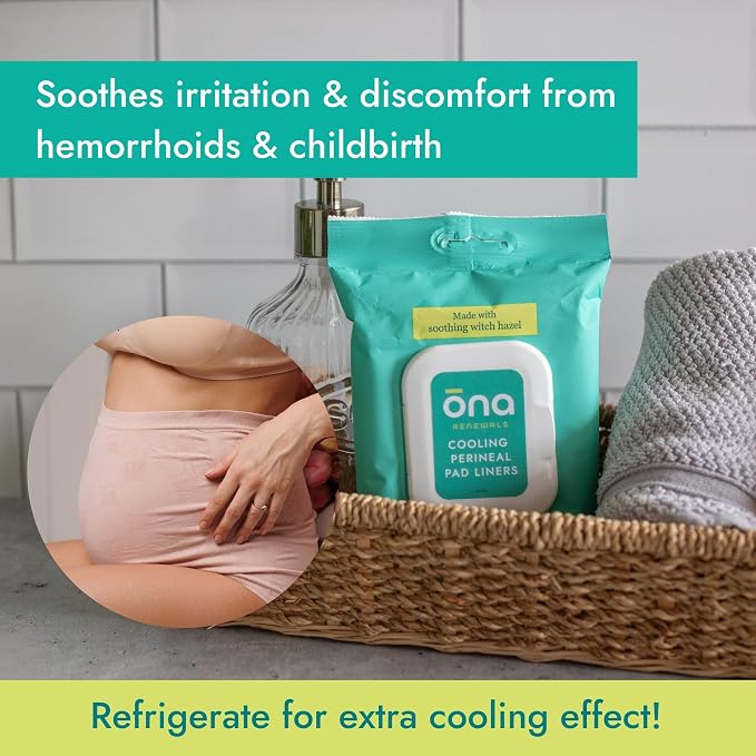Ona Renewals Perineal Pad Panty Liners for Women - 30 Count - Fragrance-Free - Made with Soothing Witch Hazel - Extra Large Cooling Pads for Postpartum Recovery - Postpartum Essentials
