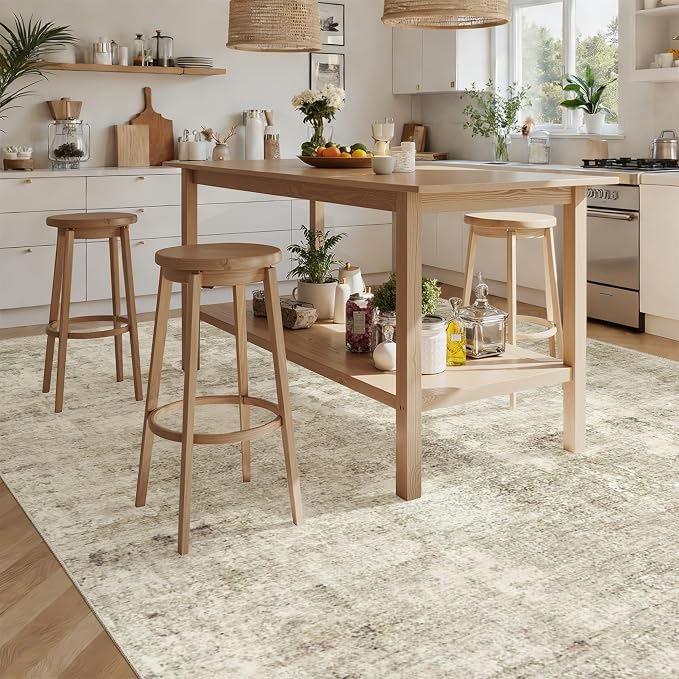 Soalmost 10x12 Area Rugs for Living Room Washable Rug Abstract Beige/Gray | Non-Slip Large Modern Carpet for Dining Bedroom, Soft Low Pile Lightweight Foldable Floor Mat Nursery Home Office Decor