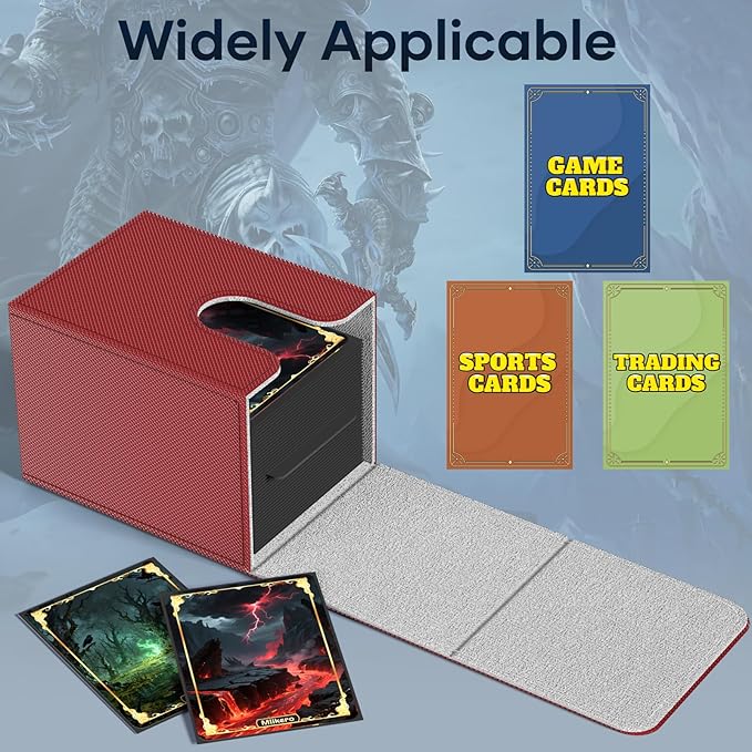 Mlikero 4 Pack Card Deck Box, Commander Deck Box Holds 400+ Single Sleeved Cards with 4 Dividers, Leather Magnetic Card Box Fit for MTG, TCG (4 Colors)