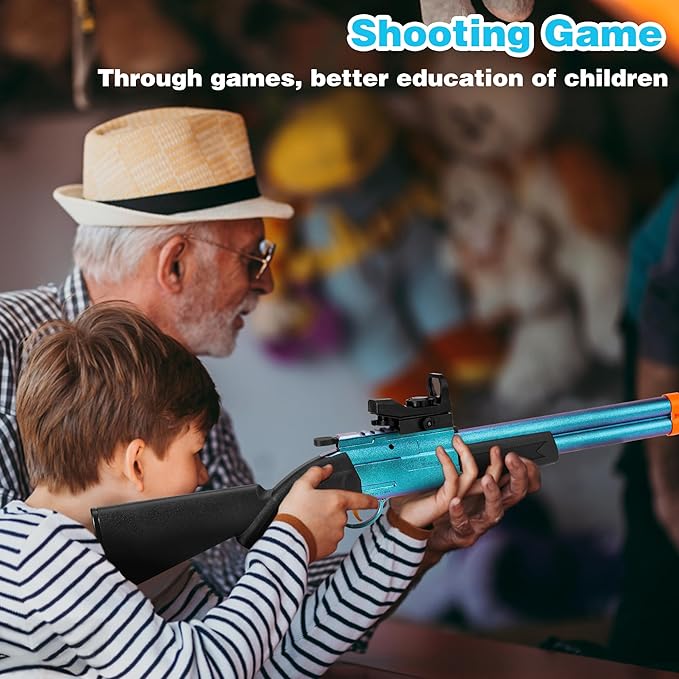 Toy Gun Double Barrel Shotgun Toy,with 20 Soft Bullet Darts, Toy Foam Blaster Foam Dart Blaster with Scope for Kids, Youth, Teen, Boys-Holiday for 8-12 Year (Blue)
