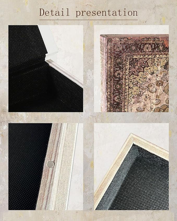 Decorative Wooden Book Box - Vintage Faux Book Boxes for Home Decor, Secret Storage with Magnetic Closure, Antique Style, Persian Rug Pattern Leather Cover, Perfect for Home Office Bookshelf, 10x7x1.6
