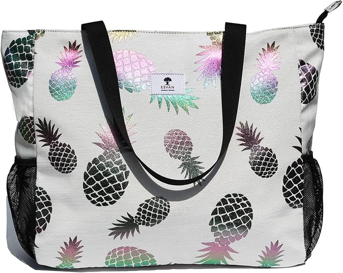 ESVAN LARGE BEACH BAG Water Resistant Lightweight 20 inch Women Oversize Tote Bag for Gym Beach Travel Pool Yoga Nurse