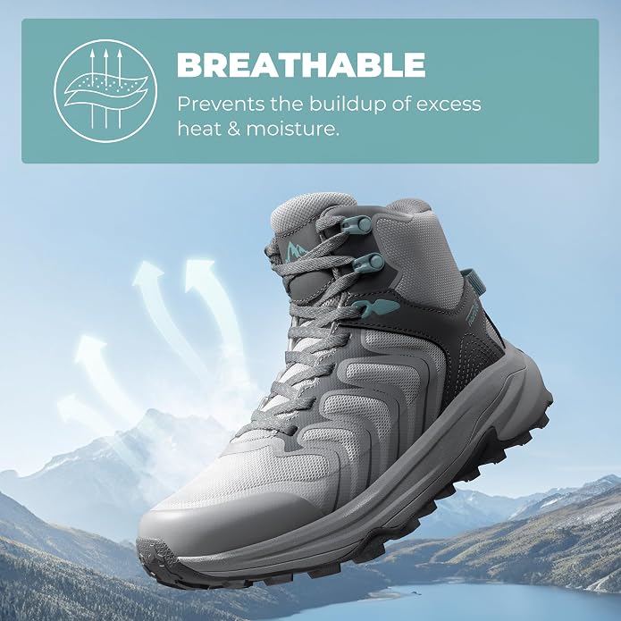 NORTIV 8 Women's Hiking Boots Waterproof with Arch Support Sneakers Walking Outdoor Comfortable Lightweight Boot Echo Mid
