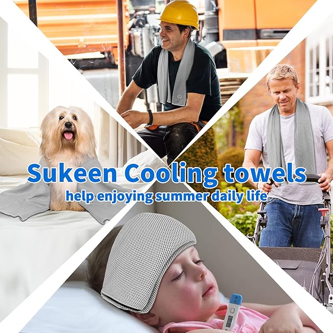 Sukeen 4 Pack Cooling Towels for Hot Weather 40"x12", Gym Towels for Men and Women, Soft Breathable Workout Towels for Yoga, Running, Sport, & More