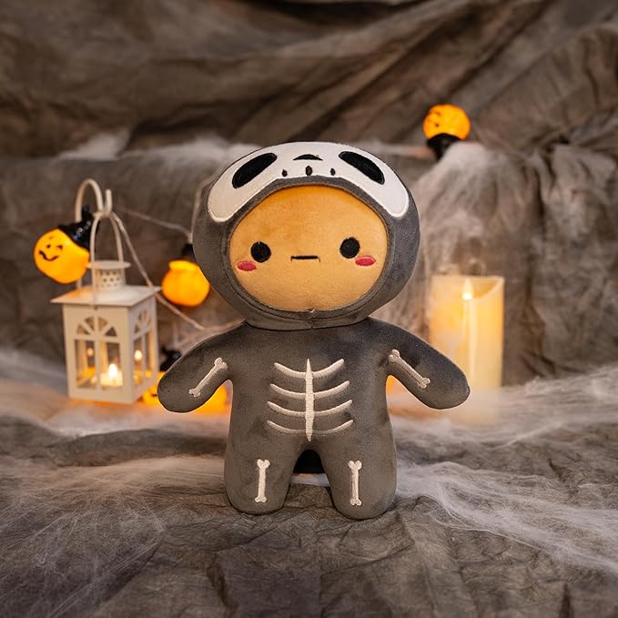 Plushland 10 Inch Halloween Plush Toys Bat, Skeleton,Ghost Spooky Stuffed Animal Stuffies Soft Trick or Treat Party Decor Stuffy for Kids Adults (Skelly Pal)
