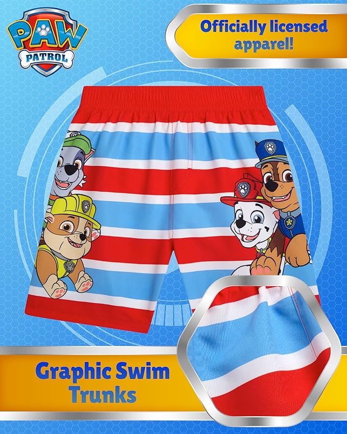 Nickelodeon Boys Swim Trunks - Paw Patrol TMNT Quick Dry Graphic Boys Swim Shorts for Toddler and Little Boy