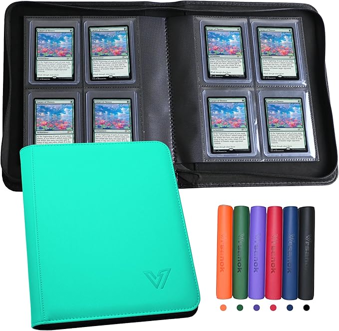 Toploader Binder 4 Pocket,Holds 128 Top Loaders,Top Loader Binder 4 Pocket for 3" x 4"Rigid Cards,Double Sided Card Binder Abulm in 3"x4"Toploaders for Trading Cards