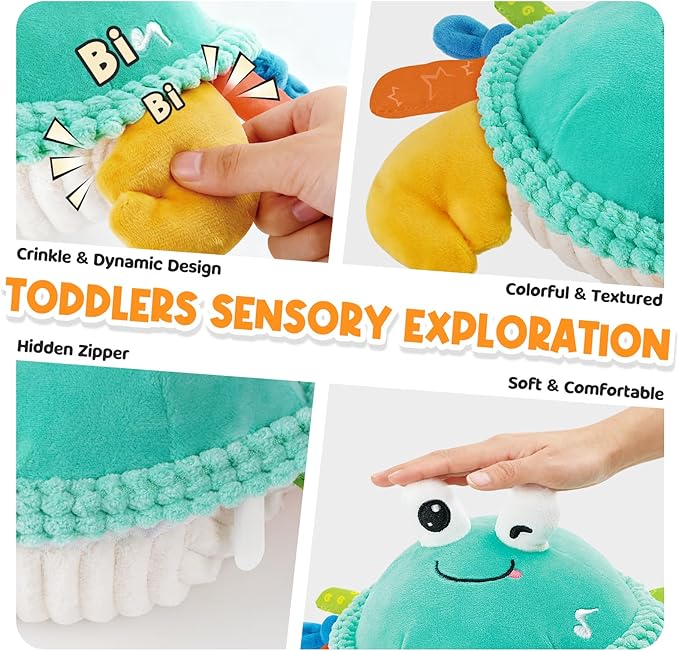 FUNZBO Baby Tummy Time Toys 12 18 Months - 3 in 1 Musical Dancing Crawling Crab Baby Plush Toy, Interactive Infant Toys with 50 Songs & Recording Feature, Birthday Gifts for Age 1-3 Toddler