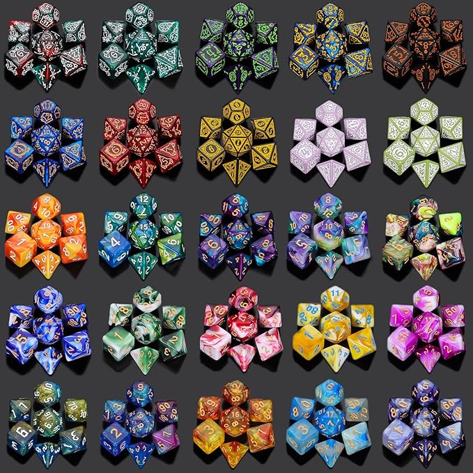 QMAY Polyhedral Dice - 48PCS Mystery Dice Set, Various Styles, Random D&D Dice Patterns & Dice Bag, 6 Mystery Bags, DND Gifts, Suitable for Dungeons and Dragons, RPG, MTG,Role Playing Table Game