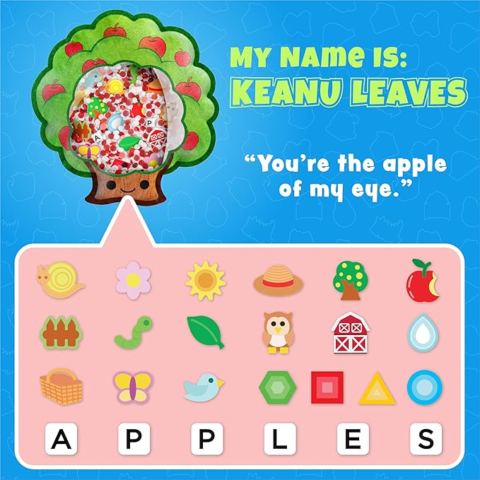 BIZYBOO - The Original Seek & Find Plush - Hidden Object Search Problem Solving Educational Matching Game for Kids 2 and Up (Keanu Leaves)