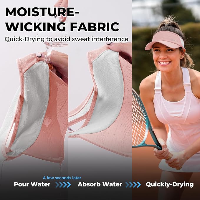 Sukeen Lightweight Sports Sun Visor Hat for Men Women | Packable, breathable, quick-dry, UPF50+ cooling visor hat, stretch fit, for running, tennis, golf, pickleball, softball
