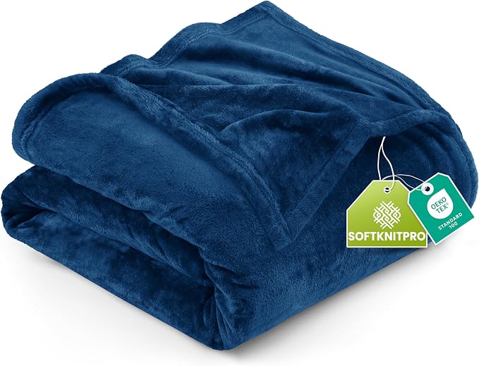 Utopia Bedding Ultra Soft Fleece Bed Blanket King Size Navy (90x102 Inches) | Microfiber Plush Warm Lightweight Breathable Cozy Blanket Anti-Static, All Season Use, Gift for Women and Men