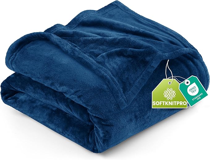 Utopia Bedding Fleece Bed Blanket California King Size Navy (102x96 Inch) | Microfiber Plush Warm Lightweight Breathable Cozy Blanket Anti-Static, All Season Use, Gift for Women and Men