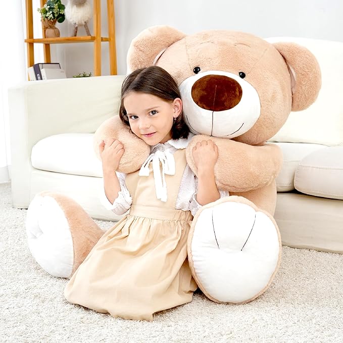 Giant Teddy Bear Stuffed Animal, Big Teddy Bear Plush, Birthday Christmas Valentine's Gift for Girlfriend & Kids, Light Brown