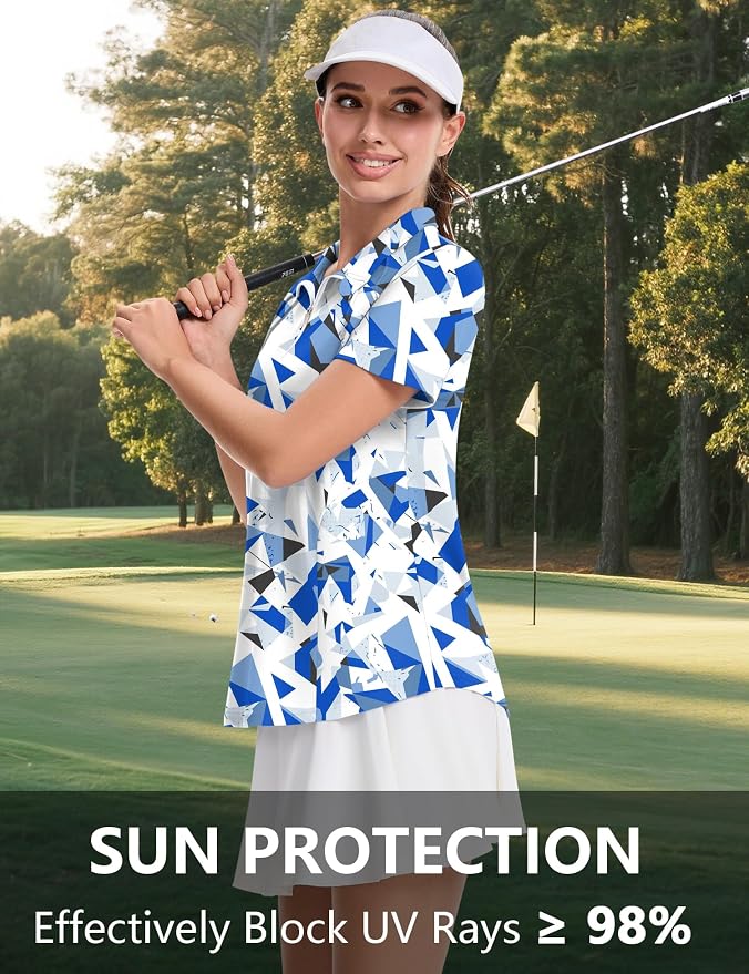 LOMON Womens Golf Polo Shirt Summer Short Sleeve Quarter Zip Outfit | Side-Pockets,Princess Seams,Cotton,Wrinkle Free,Moisture Wicking,Quick-Dry,Lightweight,Collared,for Tennis Workout