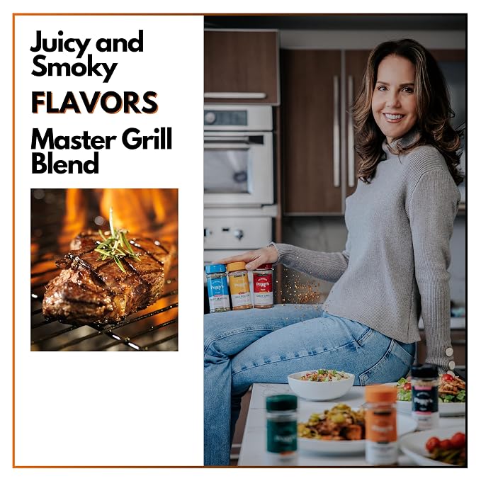 My Secrets Peggy's Food Master Grill Blend - Premium BBQ Seasoning with Sea Salt Flakes, Garlic & Smoked Paprika - Professional Grilling Rub for Steak, Chicken & Veggies - All Natural - 3.75 oz