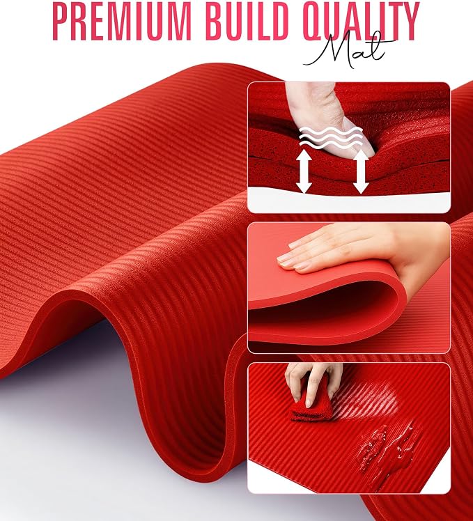 ROMIX Yoga Mat Thick 2/5 Inch (10mm), 72"L x 24"W Non-Slip Workout Mat, Large Yoga Mats for Women Men With Carry Bag and Strap, Exercise Mats for Home Workout Meditation Training Equipment