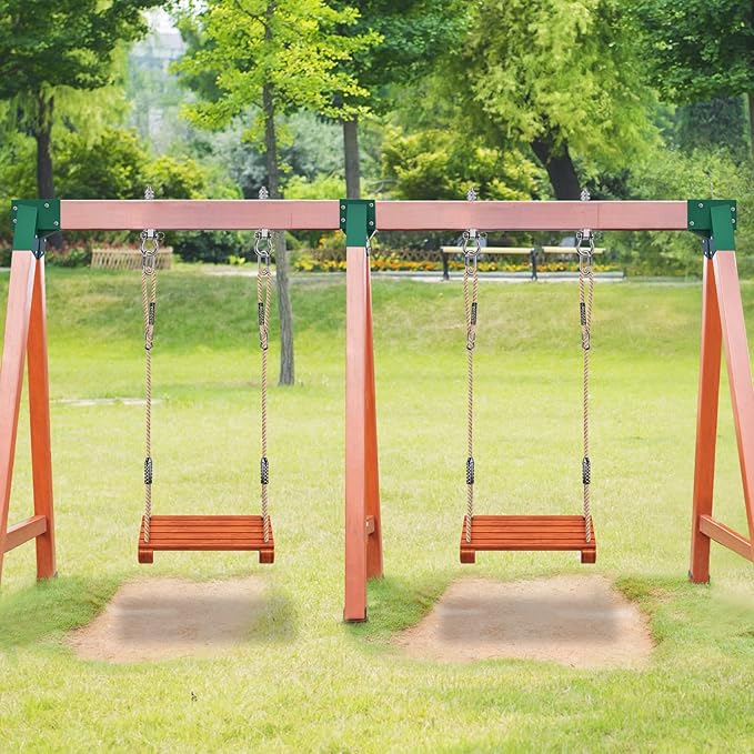 BeneLabel A-Frame Middle Swing Set Brackets, Heavy Duty Steel Swing Set Hardware with Mounting Hardware - Heavy Duty Swing Seat with Adjustable Rope and Carabiners