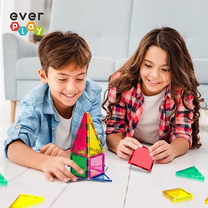 12 Piece Magnetic Tiles Building Blocks for Kids Montessori Sensory Learning Classroom Toys STEM Educational Preschool Magnet Tile Pretend Play Playsets Toddlers Boys Girls Ages 3 and up EB12
