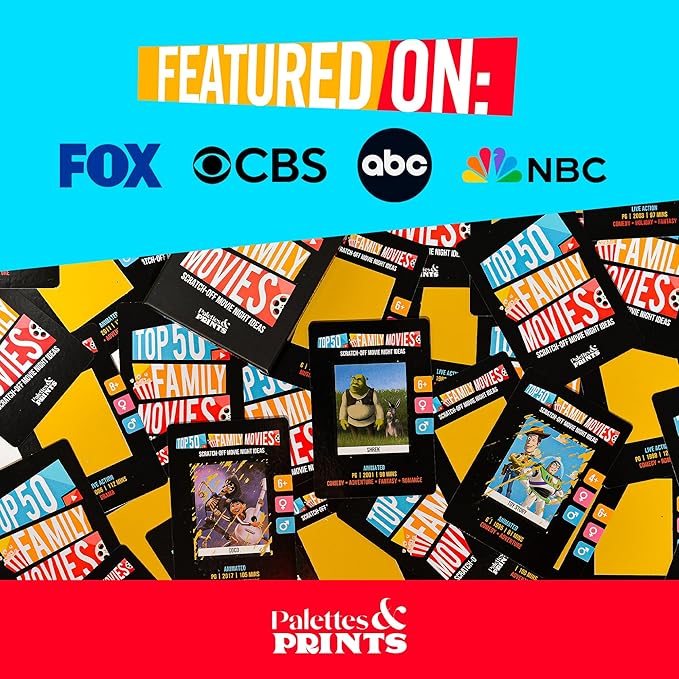 Premium Family Movie Night Scratch Off Cards – Gifts For Families – Kids Movie Game For Movie Lovers, Family Date Night, Sleepovers – Family Night Ideas - Family Experience Gifts - Movie Night Gift