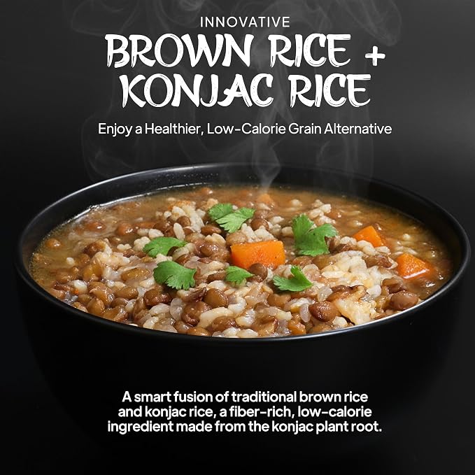 【Izukappa froｍ Japan】160g x 20pc of Brown Zen Rice, Low-Calorie Option, Shirataki Rice, Just 90 Seconds in Microwave, Easy to Prepare & Store
