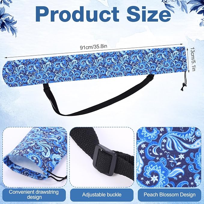 Shinylin 35 Inch Mahjong Mat Carrying Bag with Strap, Printed Drawstring Mahjong Holder Bag Outdoor Travel Canvas Storage for Board Games, Yoga Mats, Tripod