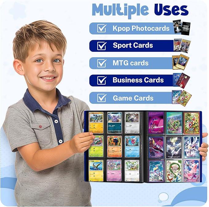 Card Binder, 9 Pocket Trading Card Album Folder,20 Pages, 360 Card Capacity Sports Card Binder, Premium Card Binders Compatible with MTG, TCG, Baseball Cards (Cobalt)