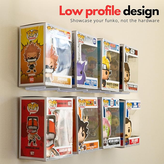 Modern JP Adhesive Display Shelf for Funko Pop Boxes (16-Pack) – Clean Mount for Funko Pop Display – Easy Adhesive Install – Box-Safe, No-Drill Setup – White